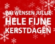 Wij wensen jullie hele fijne kerstdagen